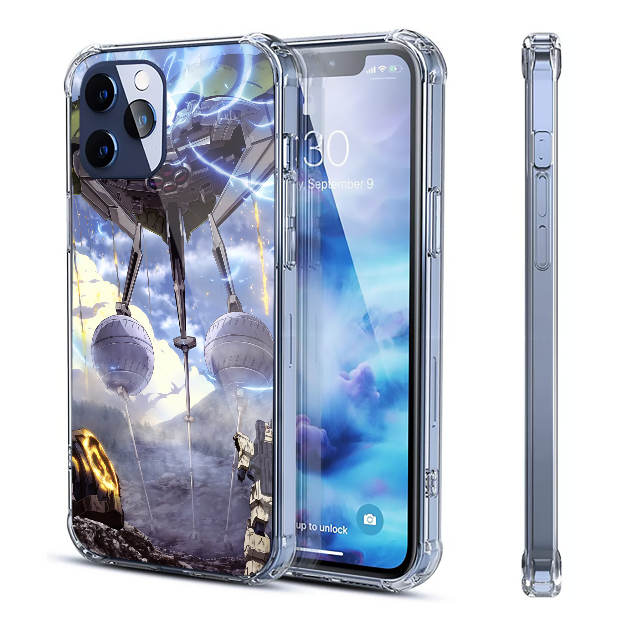 （画像用） 機動戦士ガンダム Mobile Suit Gundam 【iPhone 12シリーズ対応】透明スマホケース（クリアソフトケース）